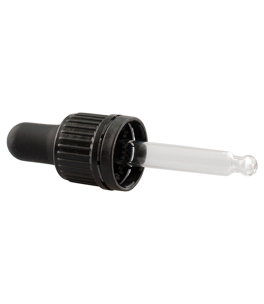 Capac cu pipetă de sticlă. DIN18. pentru sticle de 10 ml