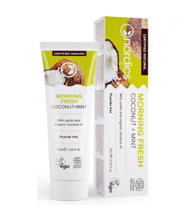 Pasta de dinti cu cocos si menta, fara fluor, pt. prevenirea cariilor si intarirea smaltului, Morning Fresh, Nordics, 75 g