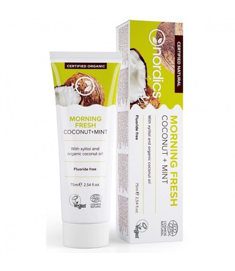 Pasta de dinti cu cocos si menta, fara fluor, pt. prevenirea cariilor si intarirea smaltului, Morning Fresh, Nordics, 75 g