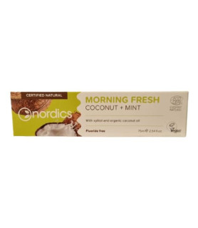 Pasta de dinti cu cocos si menta, fara fluor, pt. prevenirea cariilor si intarirea smaltului, Morning Fresh, Nordics, 75 g