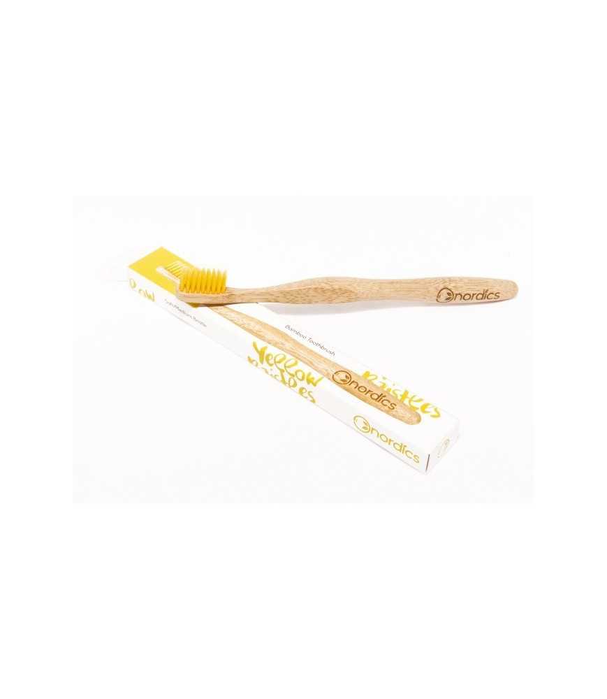 Periuta de dinti din bambus, pt. adulti - galben, Nordics