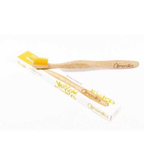 Periuta de dinti din bambus, pt. adulti - galben, Nordics