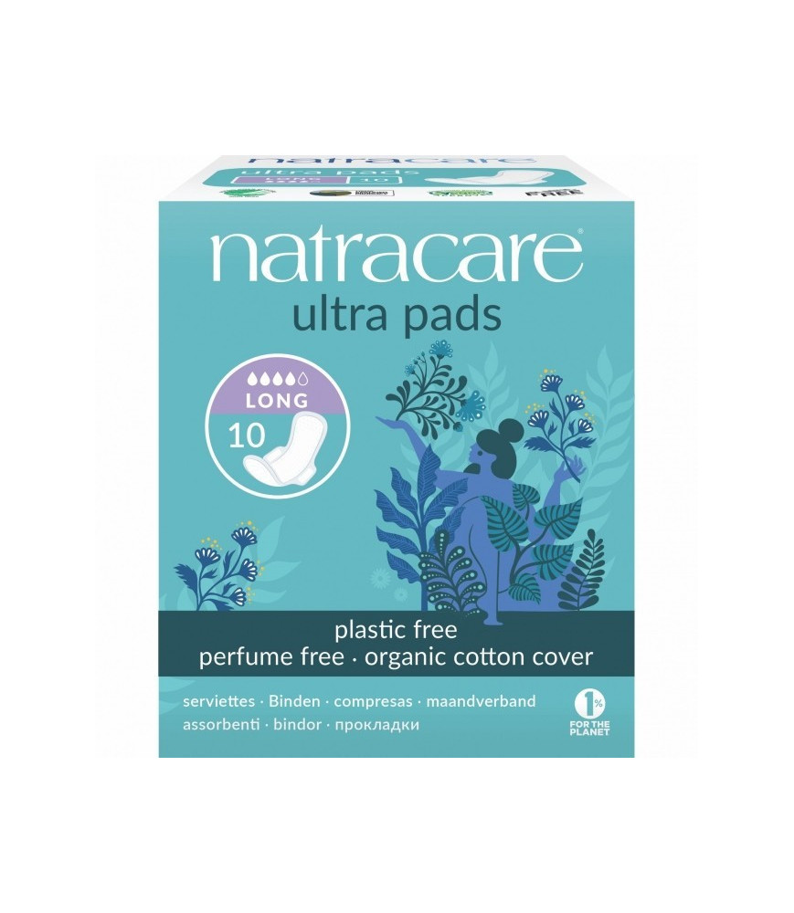 Absorbante lungi cu aripioare cu strat de bumbac organic, Natracare