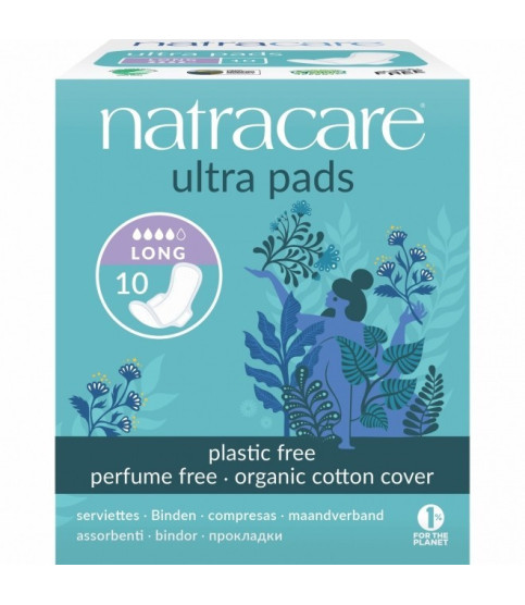 Absorbante lungi cu aripioare cu strat de bumbac organic, Natracare