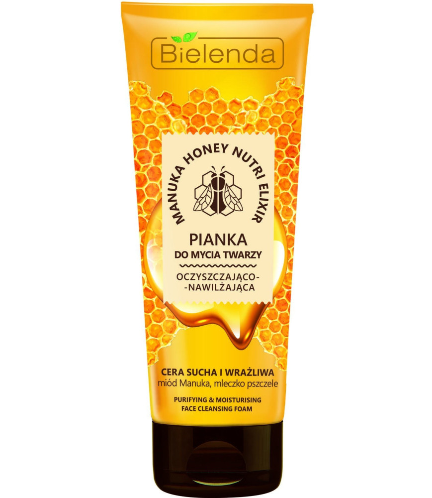 BIELENDA MANUKA HONEY NUTRI ELIXIR SPUMA HIDRATANTA PENTRU CURATAREA FETEI - TEN USCAT SI SENSIBIL 175G