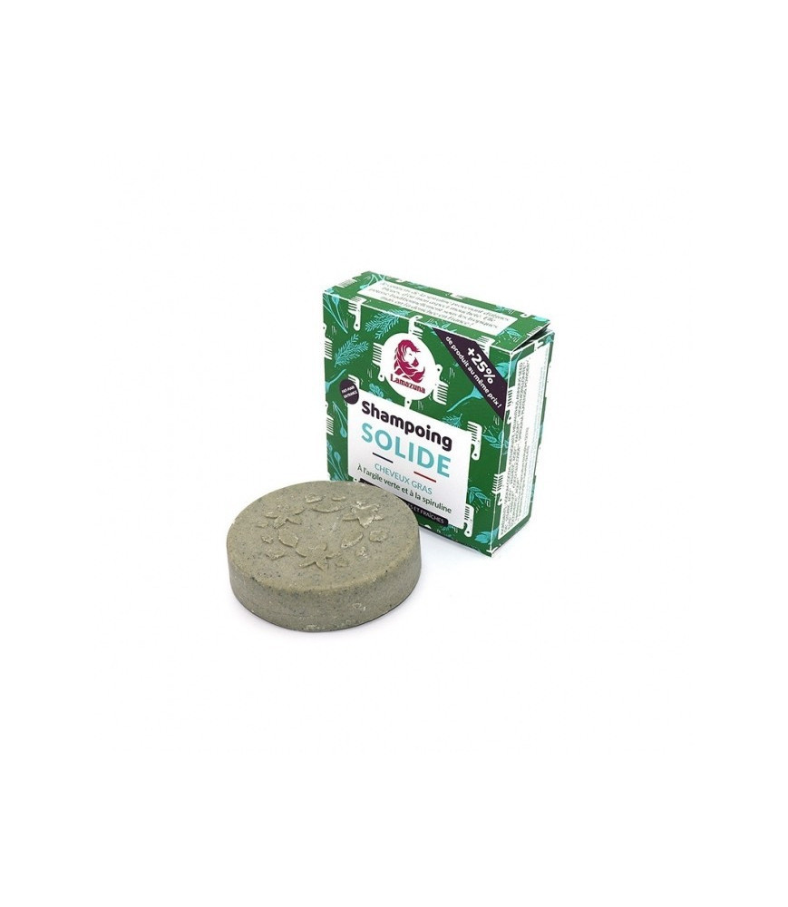 Sampon solid pentru par gras cu argila verde si spirulina, Lamazuna, 70 ml