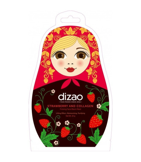 Masca de fata neagra tip servetel cu efect de lifting cu capsuni si colagen, Dizao, 1 buc