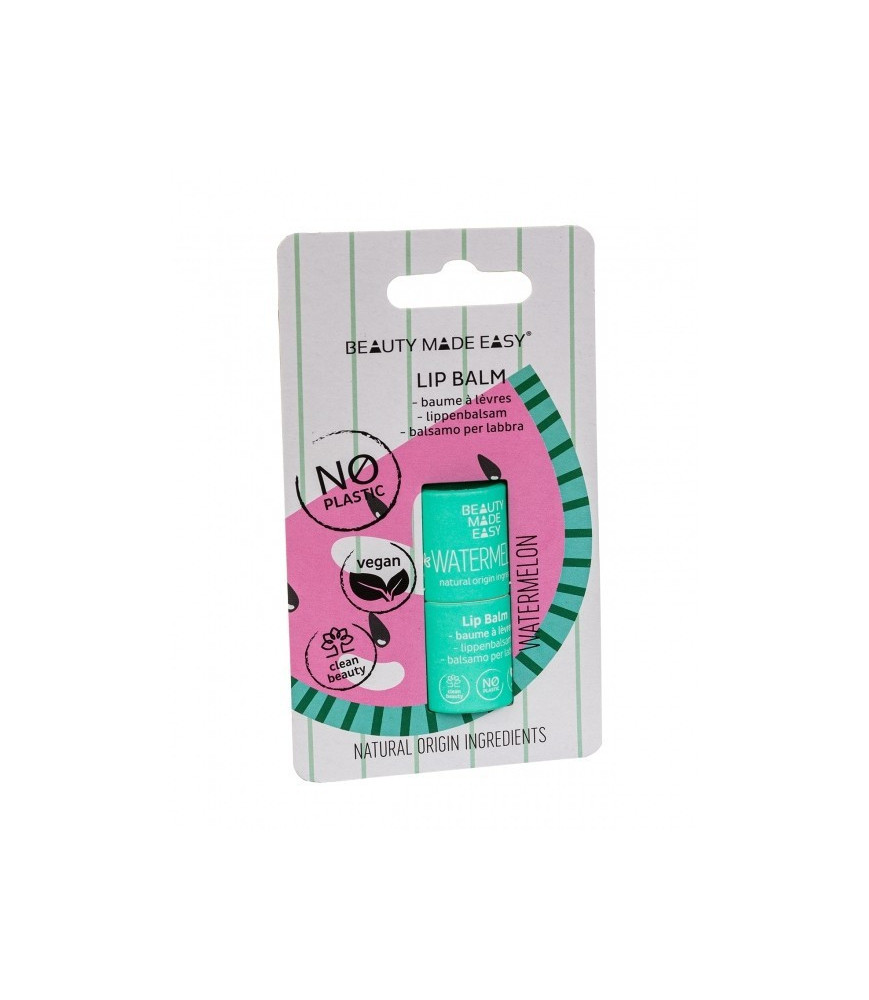 Balsam buze vegan, zero plastic, Watermelon, Beauty Made Easy, 5,5 g
