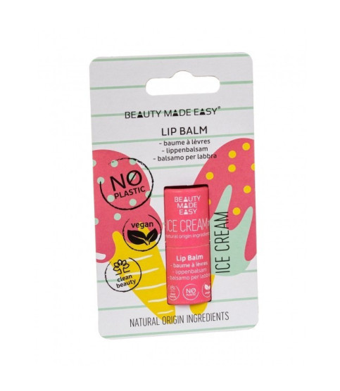 Balsam buze vegan, zero plastic, Ice Cream, Beauty Made Easy, 5,5 g