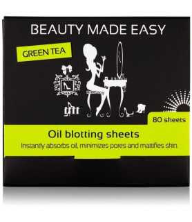 Foite matifiante, cu ceai verde, pentru ten, Beauty Made Easy, 80 buc