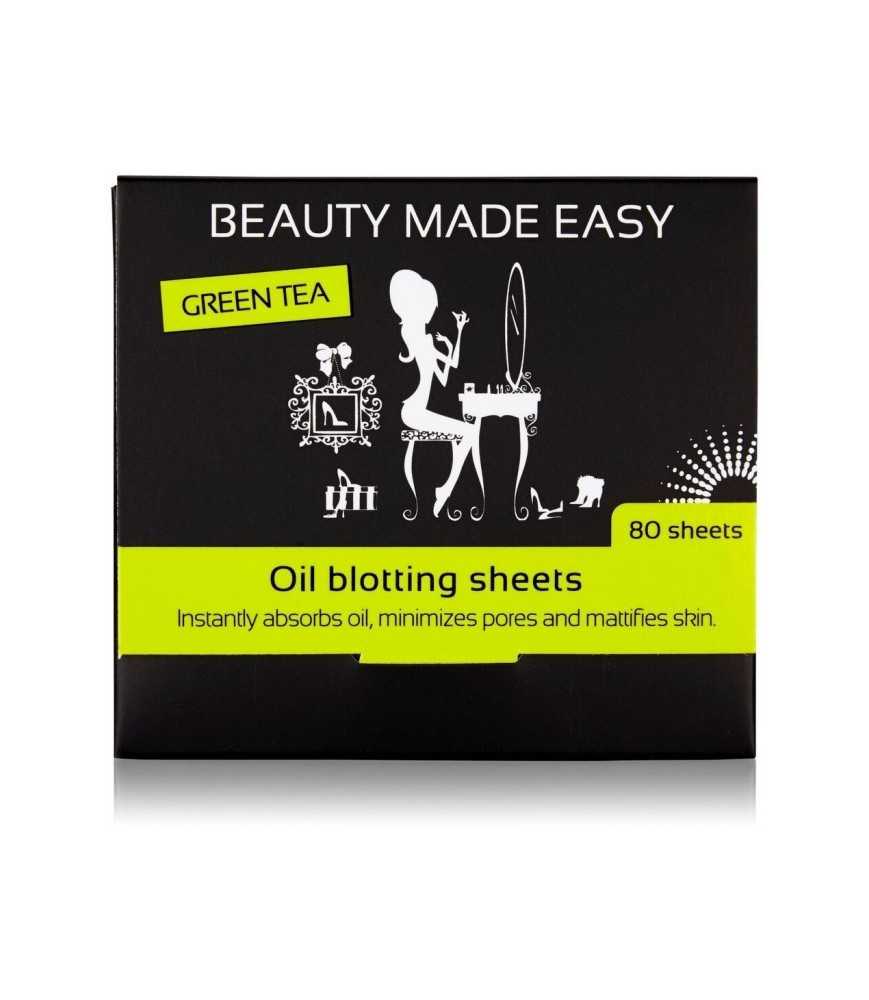 Foite matifiante, cu ceai verde, pentru ten, Beauty Made Easy, 80 buc