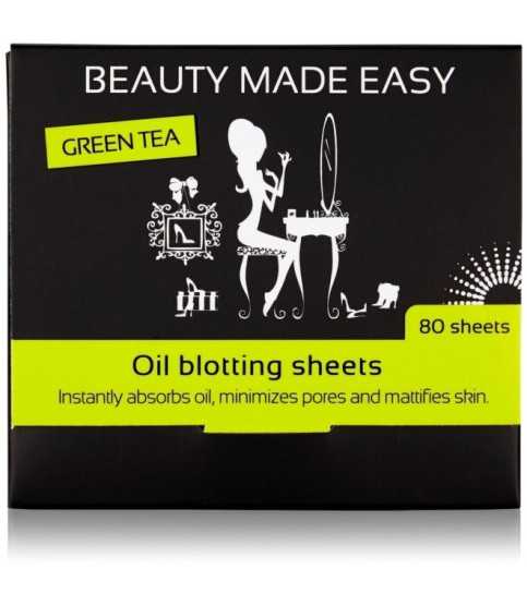Foite matifiante, cu ceai verde, pentru ten, Beauty Made Easy, 80 buc