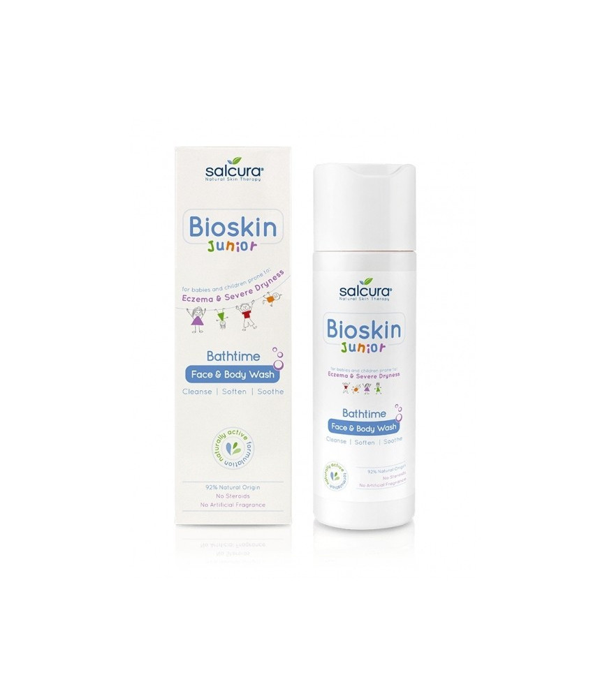 Gel de dus Bioskin Junior, fata si corp, pt bebelusi si copii, piele uscata cu eczeme, Salcura, 200 ml
