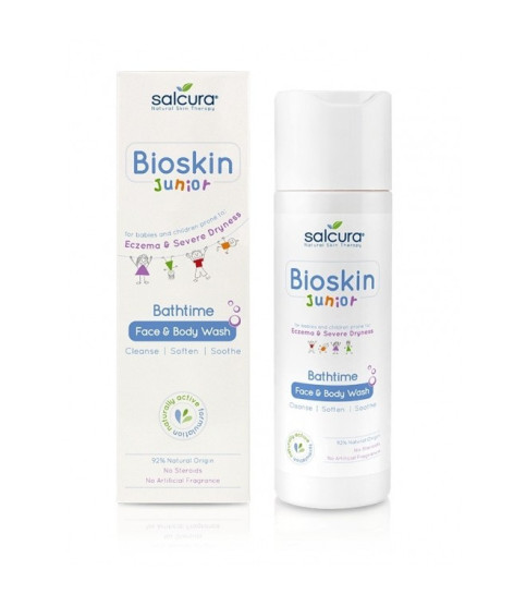 Gel de dus Bioskin Junior, fata si corp, pt bebelusi si copii, piele uscata cu eczeme, Salcura, 200 ml