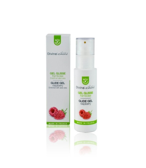 Gel lubrifiant intim bio, cu aroma de zmeura si aloe vera, Divinextases, 100 ml