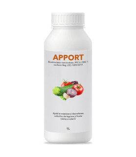 Apport, Ingrasamant foliar si radicular lichid, Fertilizant EC/EU cu microelemente si acizi humici pentru legume si fructe, 1L