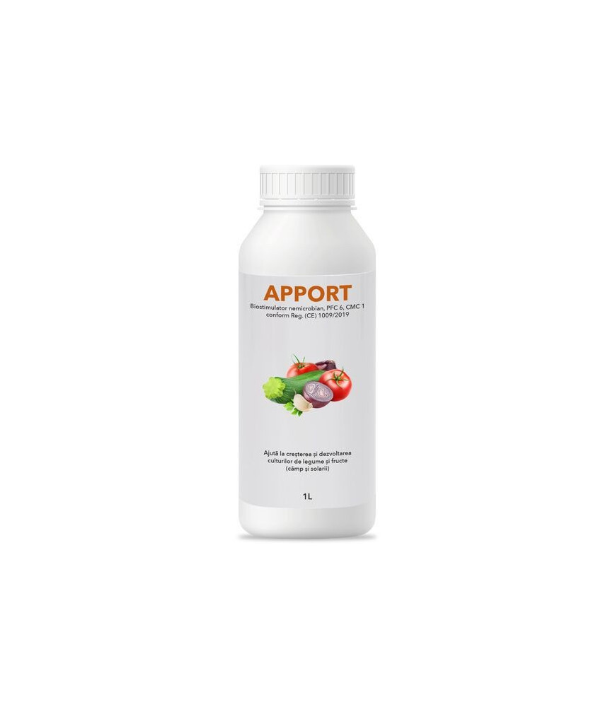 Apport, Ingrasamant foliar si radicular lichid, Fertilizant EC/EU cu microelemente si acizi humici pentru legume si fructe, 1L