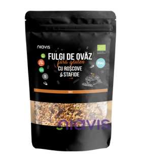NIAVIS fulgi de ovăz fini fără gluten cu roșcove și stafide ecologici/bio 200g