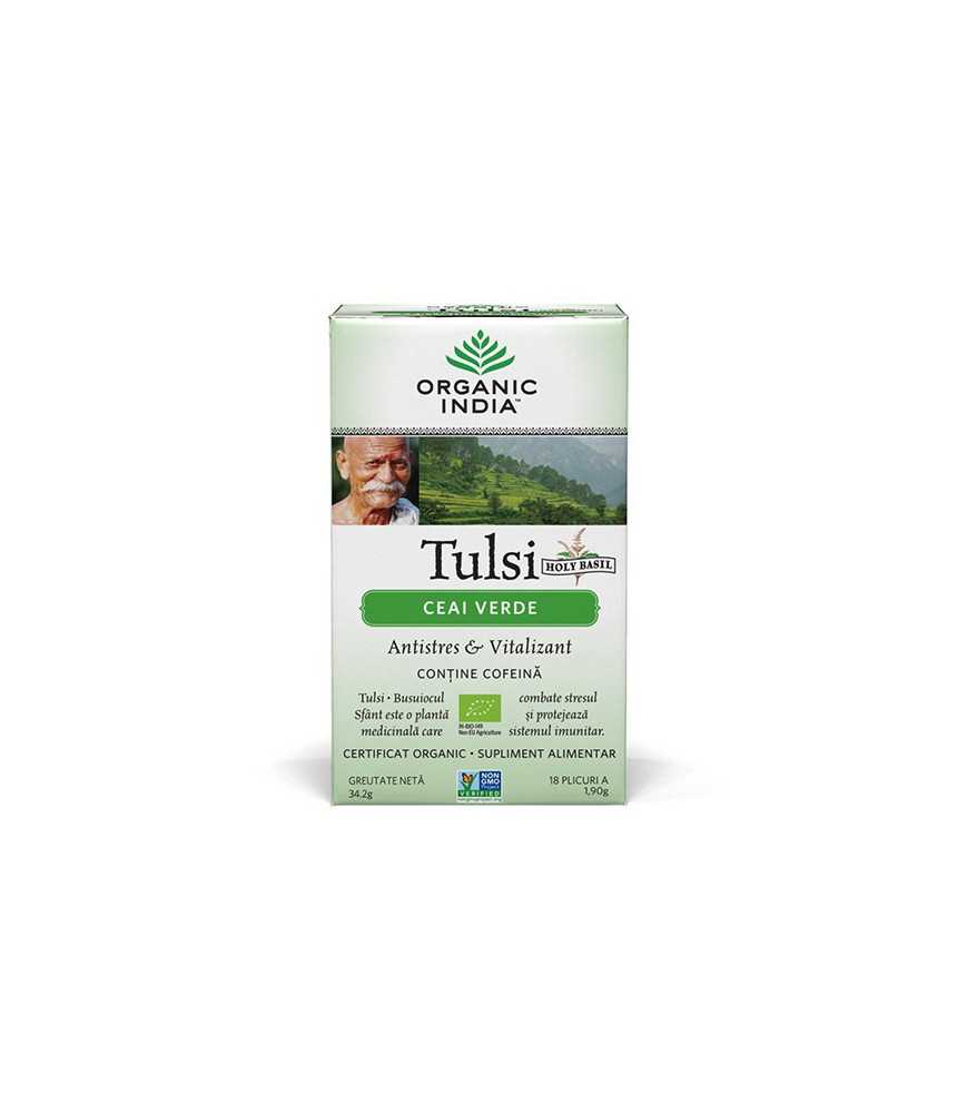 Ceai Verde Tulsi (Busuioc Sfant) | Antistres Natural & Vitalizant, plicuri