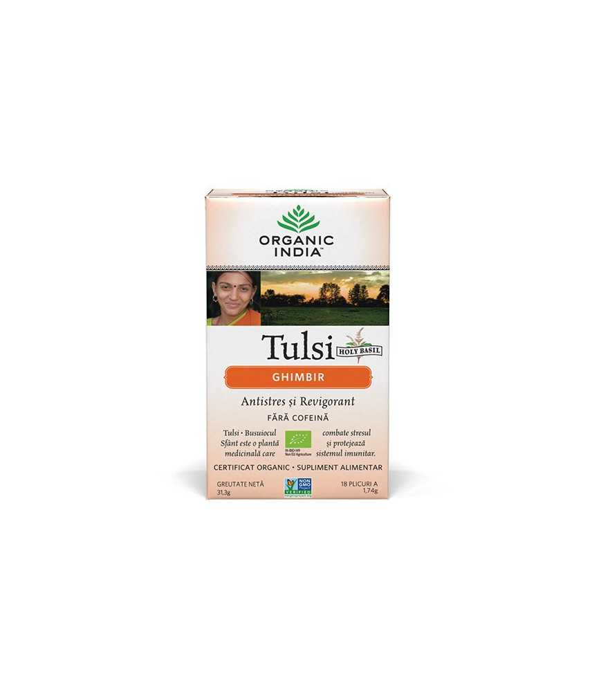 Ceai Tulsi (Busuioc Sfant) Ghimbir | Antistres Natural si Revigorant, plicuri