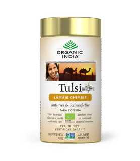 Ceai Tulsi (Busuioc Sfant) cu Lamaie si Ghimbir | Antistres Natural & Reinsufletire, cutie 100g