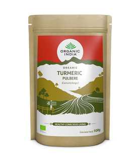 ORGANIC INDIA Turmeric Certificat Ecologic Pulbere 100g | Fără Gluten