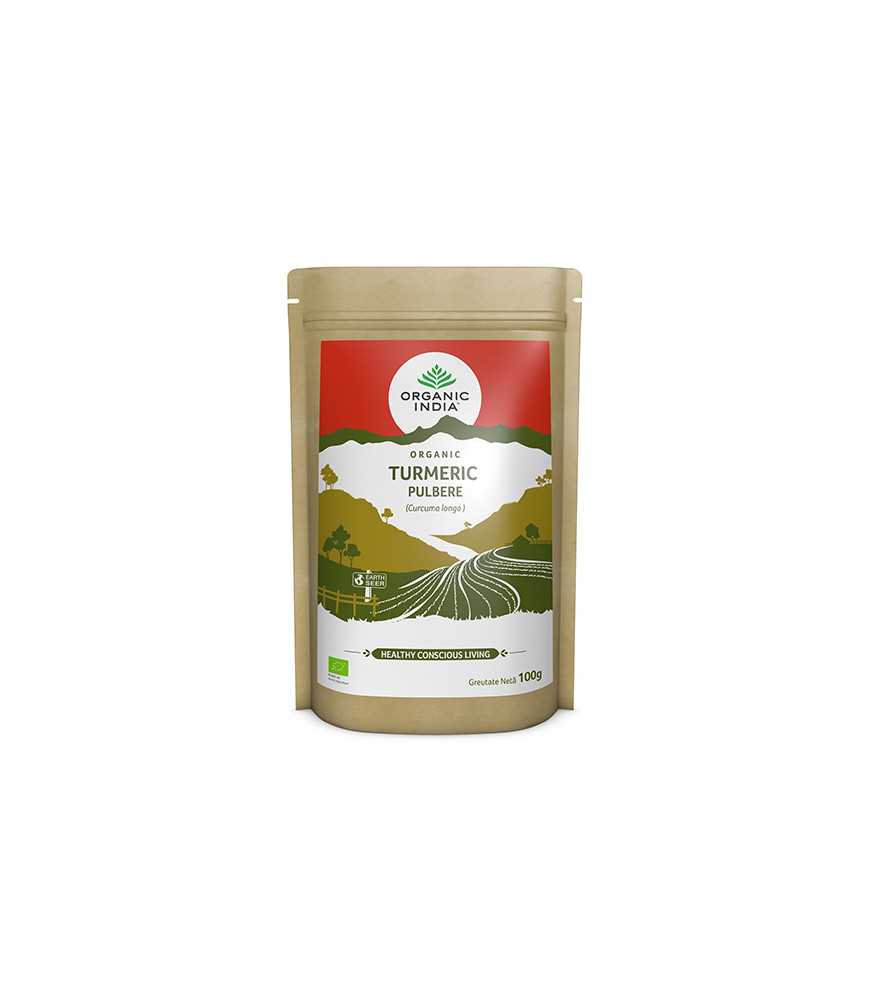 ORGANIC INDIA Turmeric Certificat Ecologic Pulbere 100g | Fără Gluten