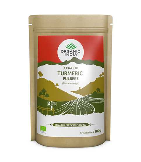 ORGANIC INDIA Turmeric Certificat Ecologic Pulbere 100g | Fără Gluten