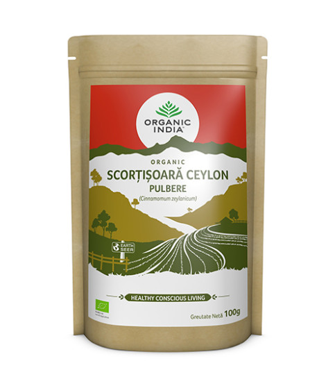 ORGANIC INDIA Scorțișoară Ceylon Certificată Ecologic Pulbere 100g | Fără Gluten