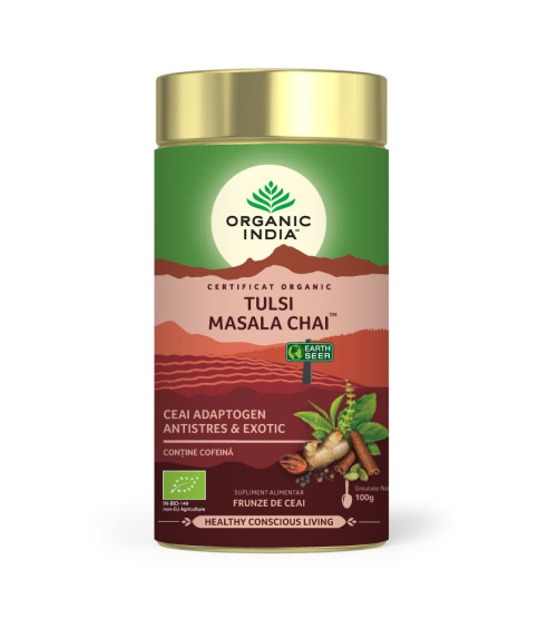 Tulsi (Busuioc Sfant) Masala Chai | Relaxant & Regenerant, cutie 100g